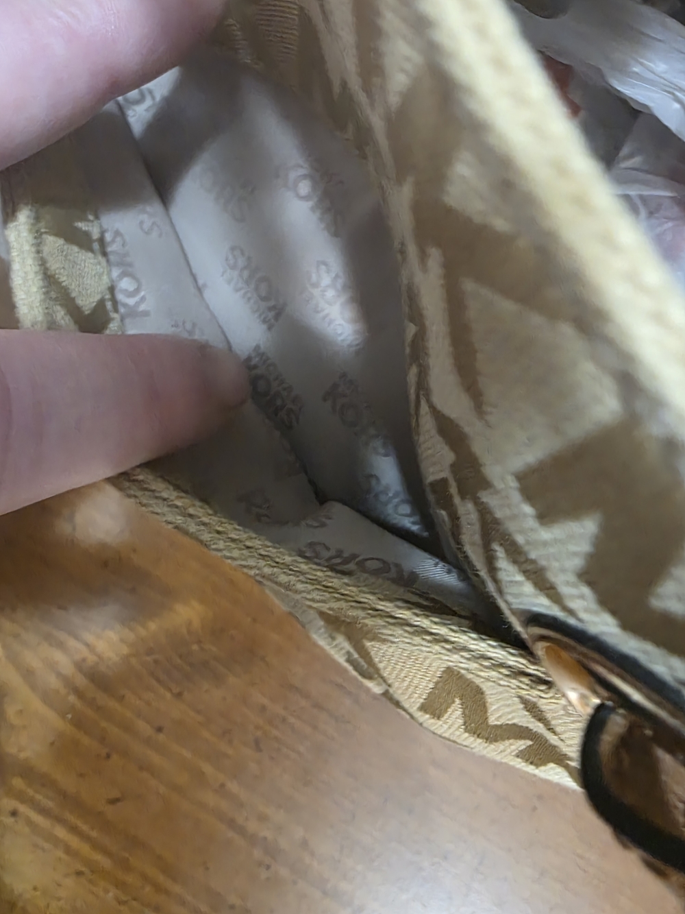 Michael Kors Beige/Tan MK Monogram Tote - Picture 7 of 12